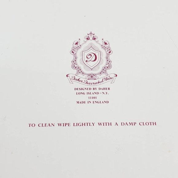 Vintage Daher Floral Tray Metal Decorative Tray White Gold Flower Pattern - Picture 7 of 9